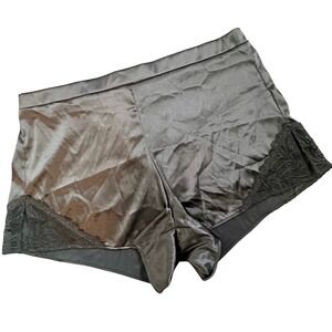 Mentionables Black Satin Lace Trim Tap Shorts Sleepwear SH017-BLK-M Size Medium